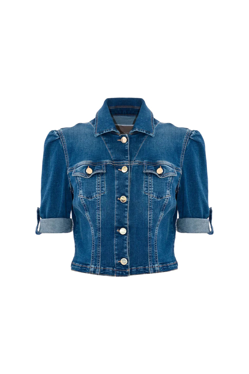 Giacca in Denim a Maniche Corte Jeans