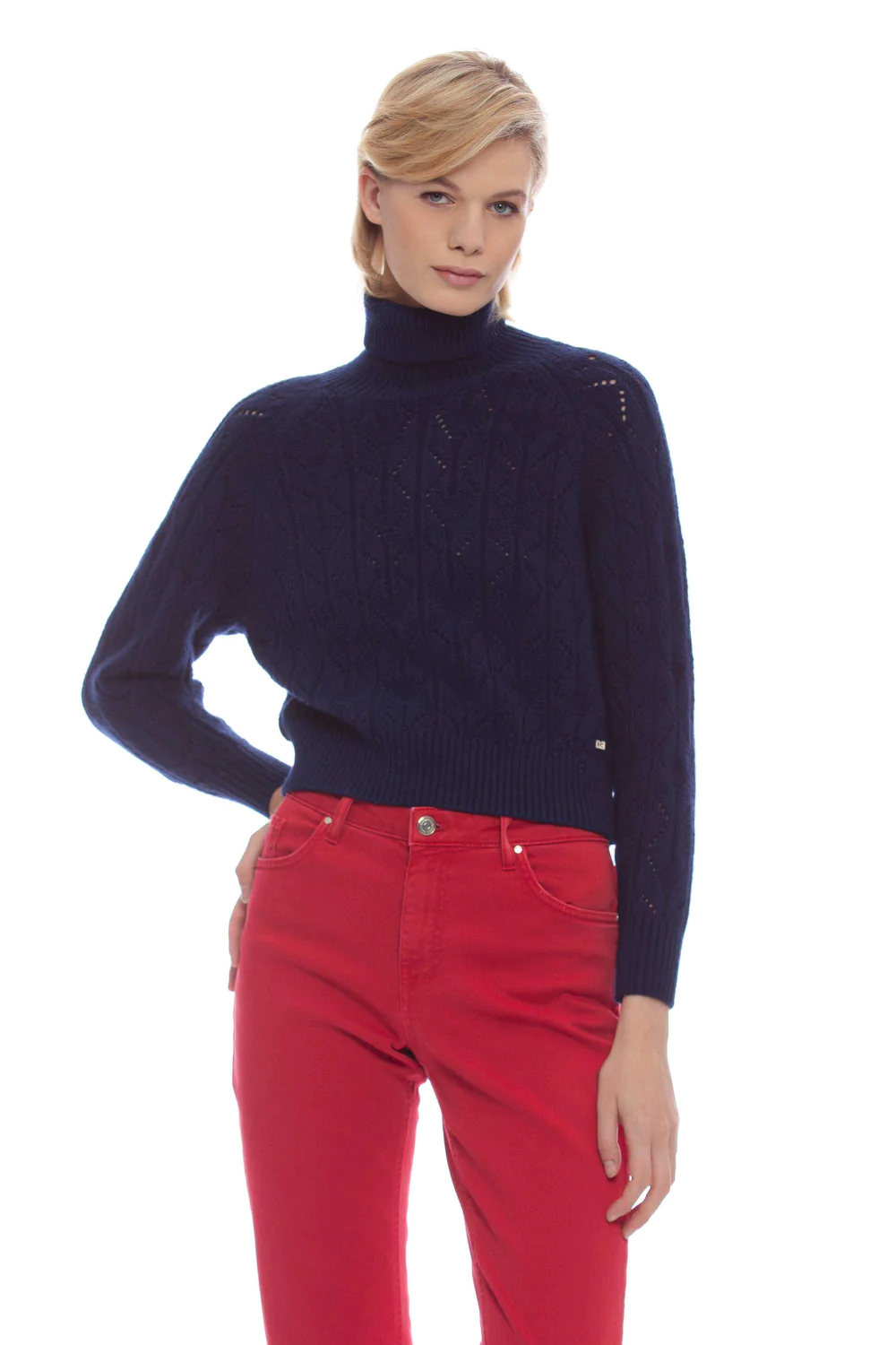 Maglia con Collo Alto Blu