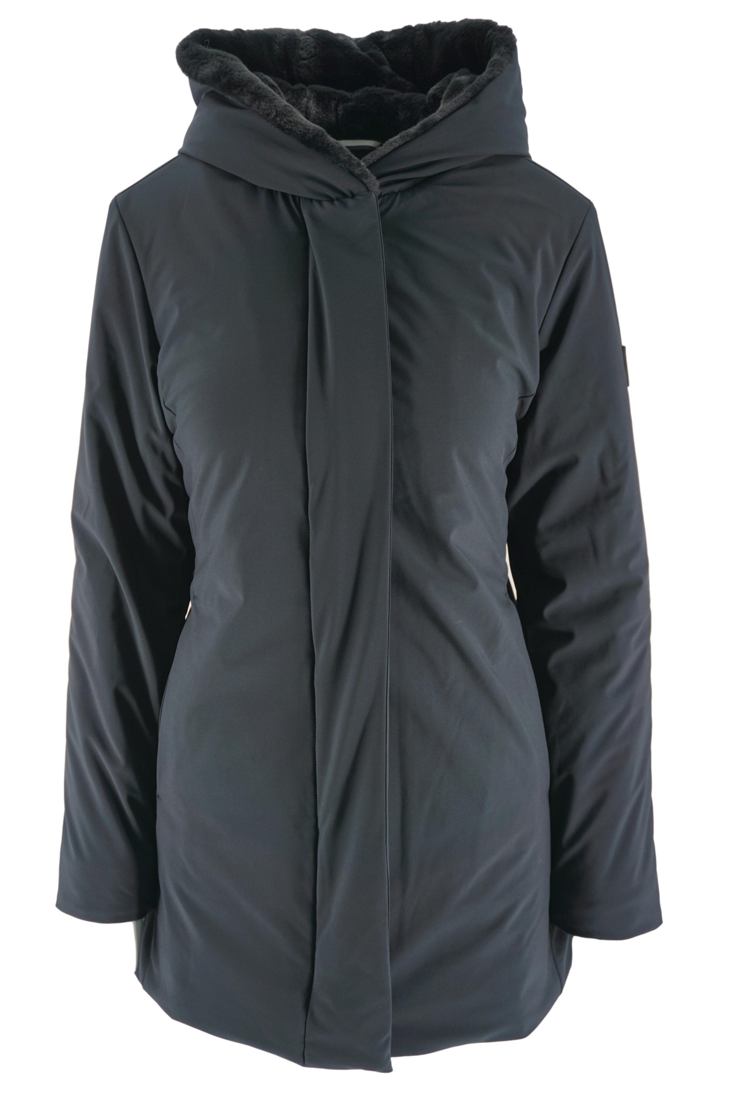 Balmain Giubbino nero con cappuccio e inserti in teddy BT2P20-Z1519