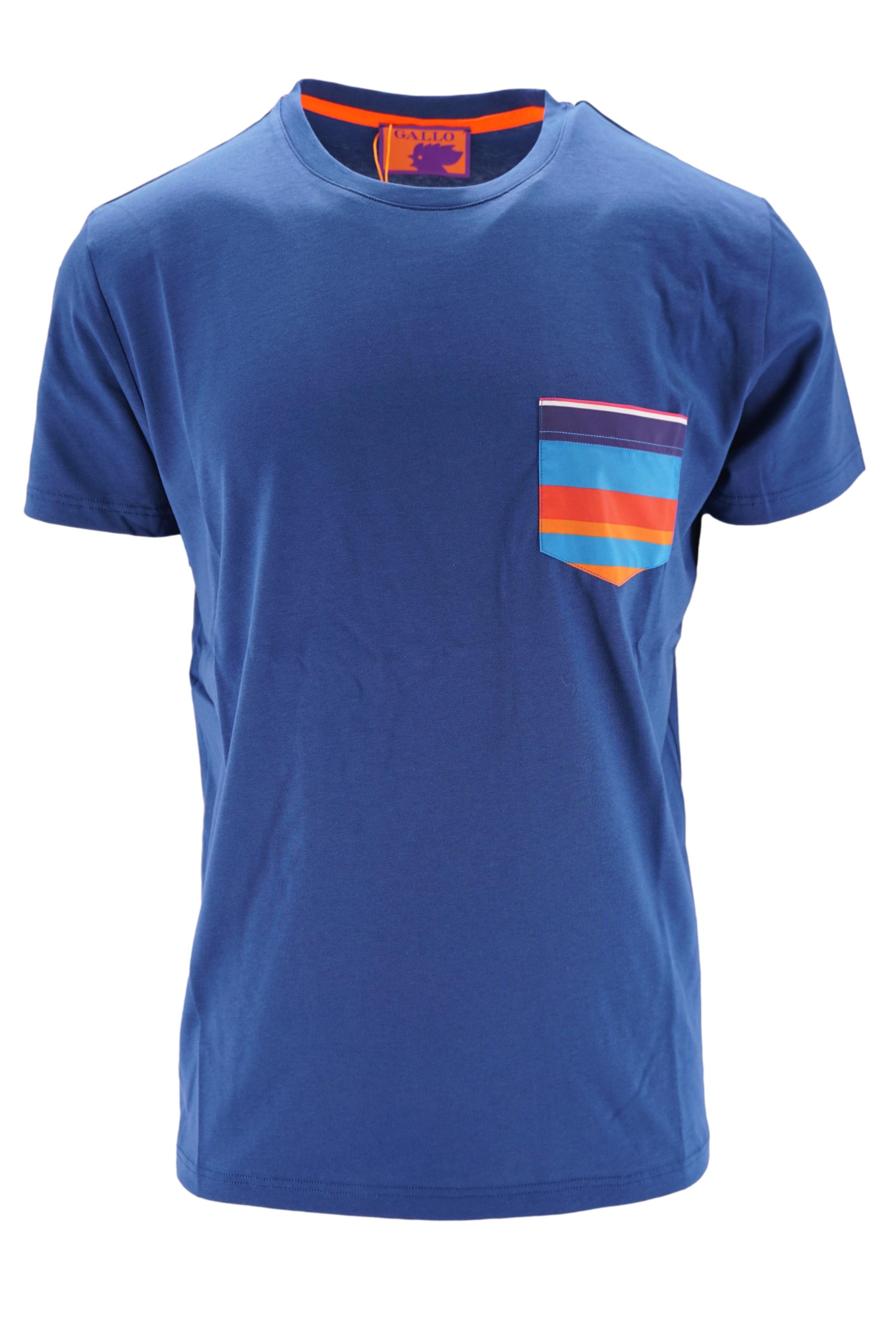 T-Shirt in Cotone con Taschino Bluette - Main Image
