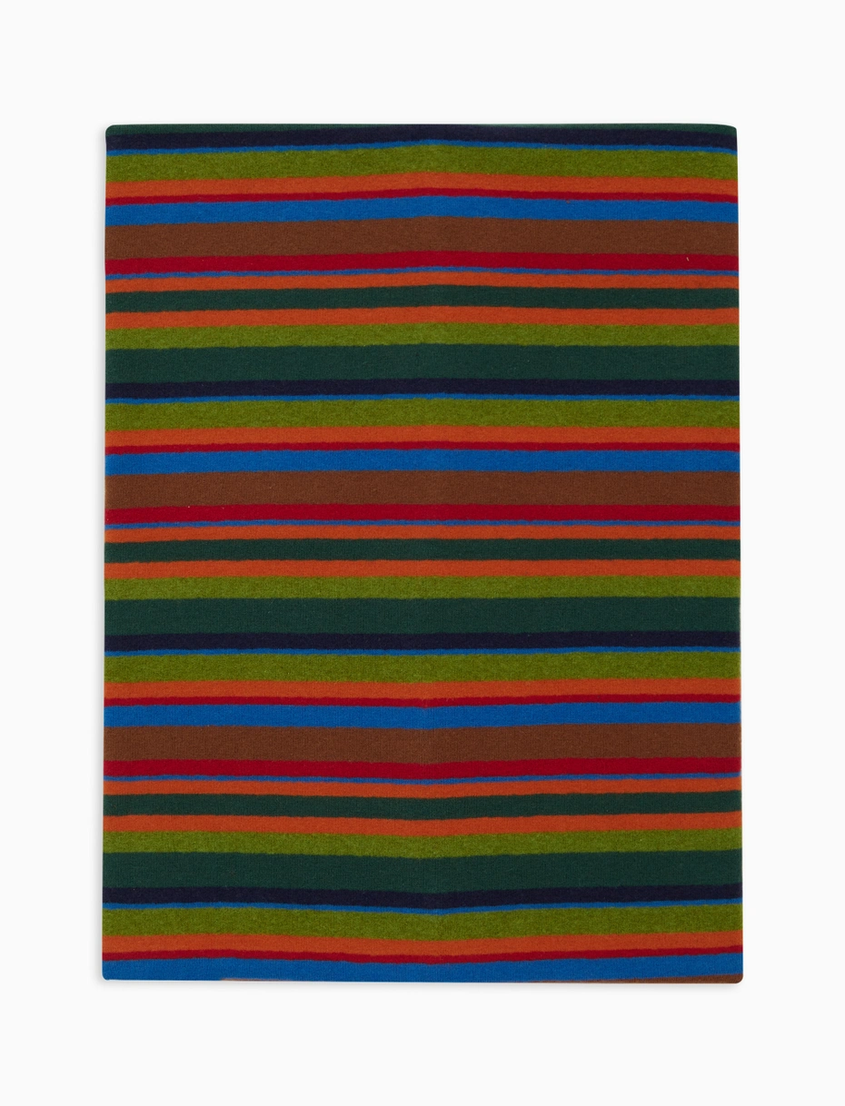 Scaldacollo In Pile Unisex Verde Con Righe Multicolori – Morbido E Caldo, Modello Militare