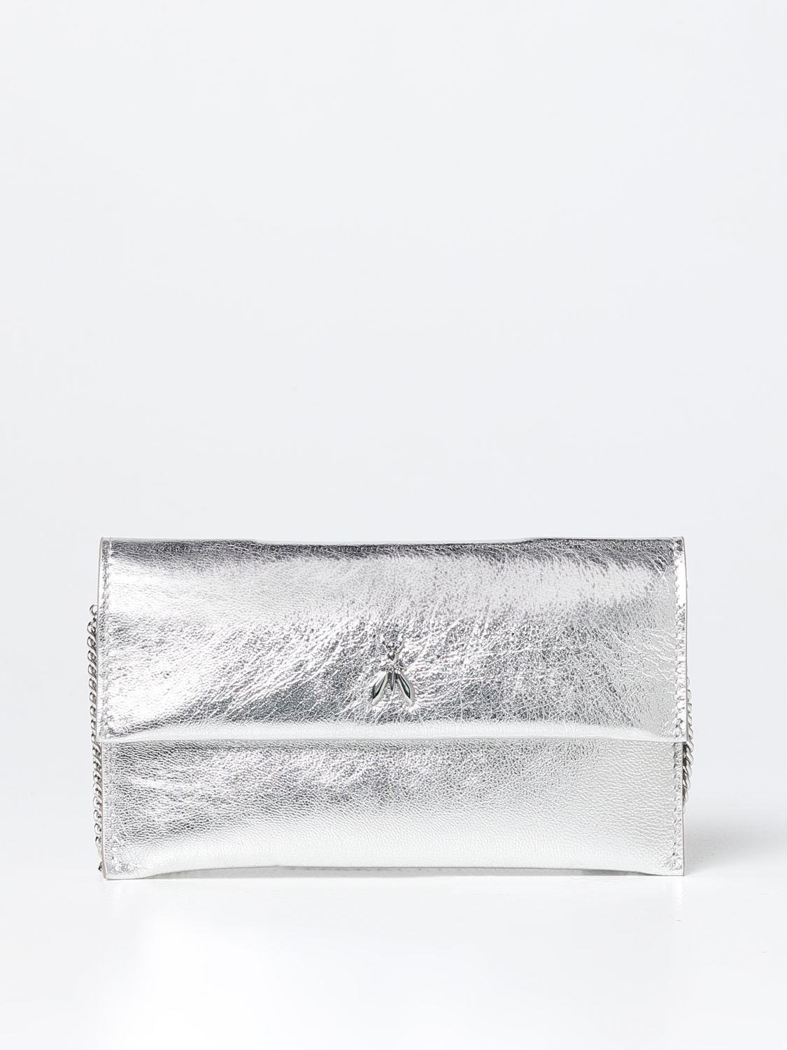 Borsa Clutch con Logo Patrizia Pepe Argento
