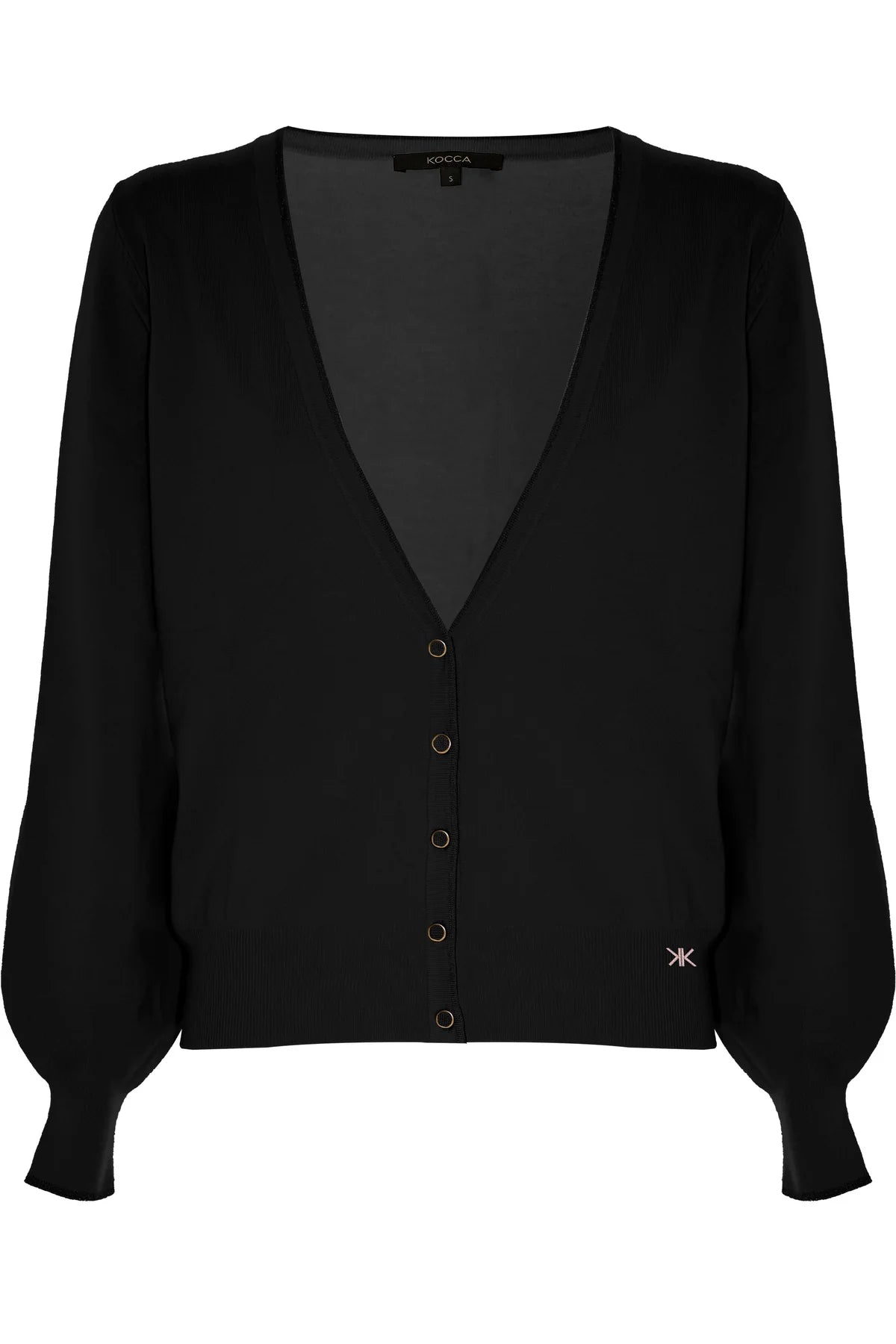 Maglia Cardigan con Bordature a Contrasto Nero