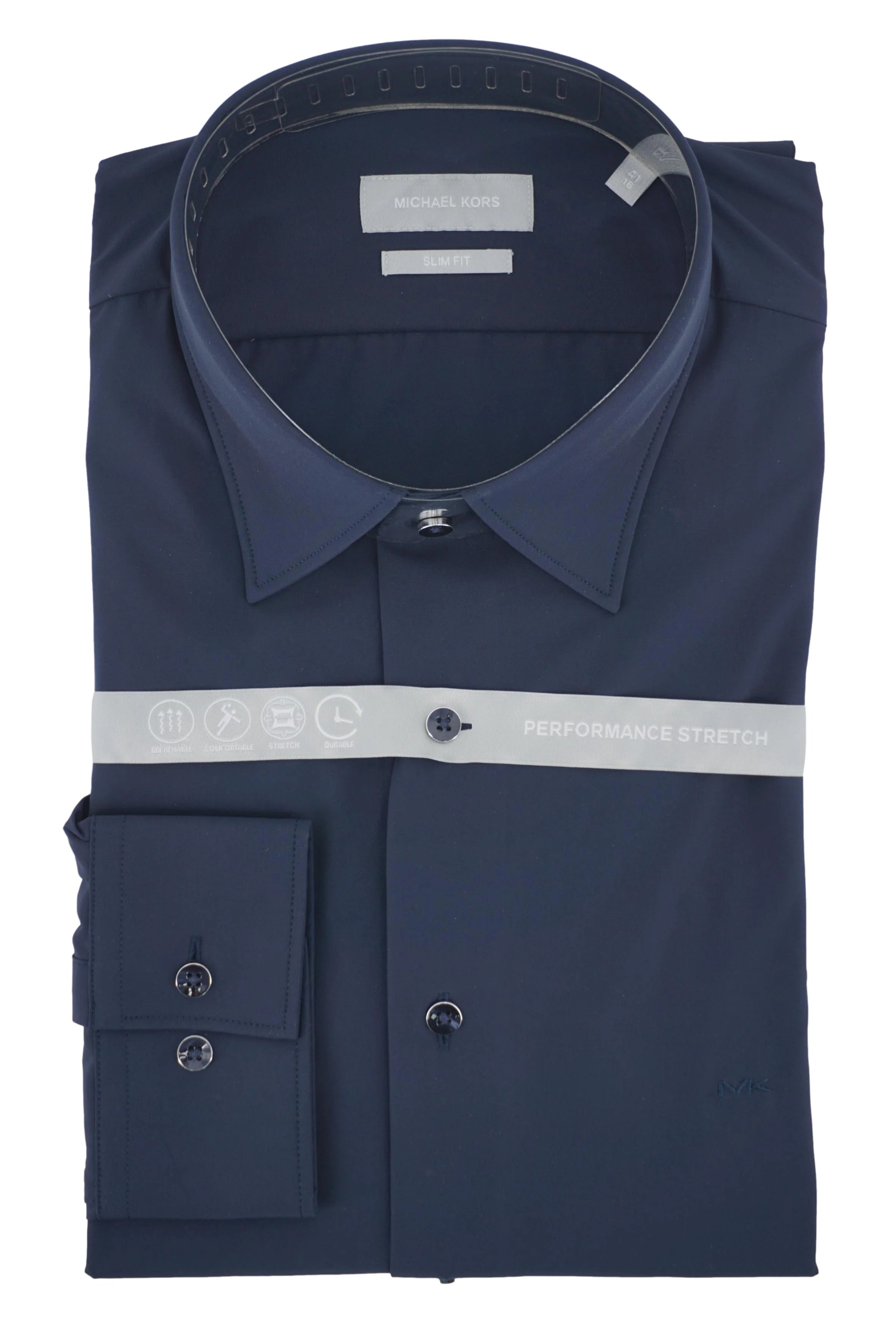 Camicia Stretch Slim Fit in Tessuto Tecnico Blu