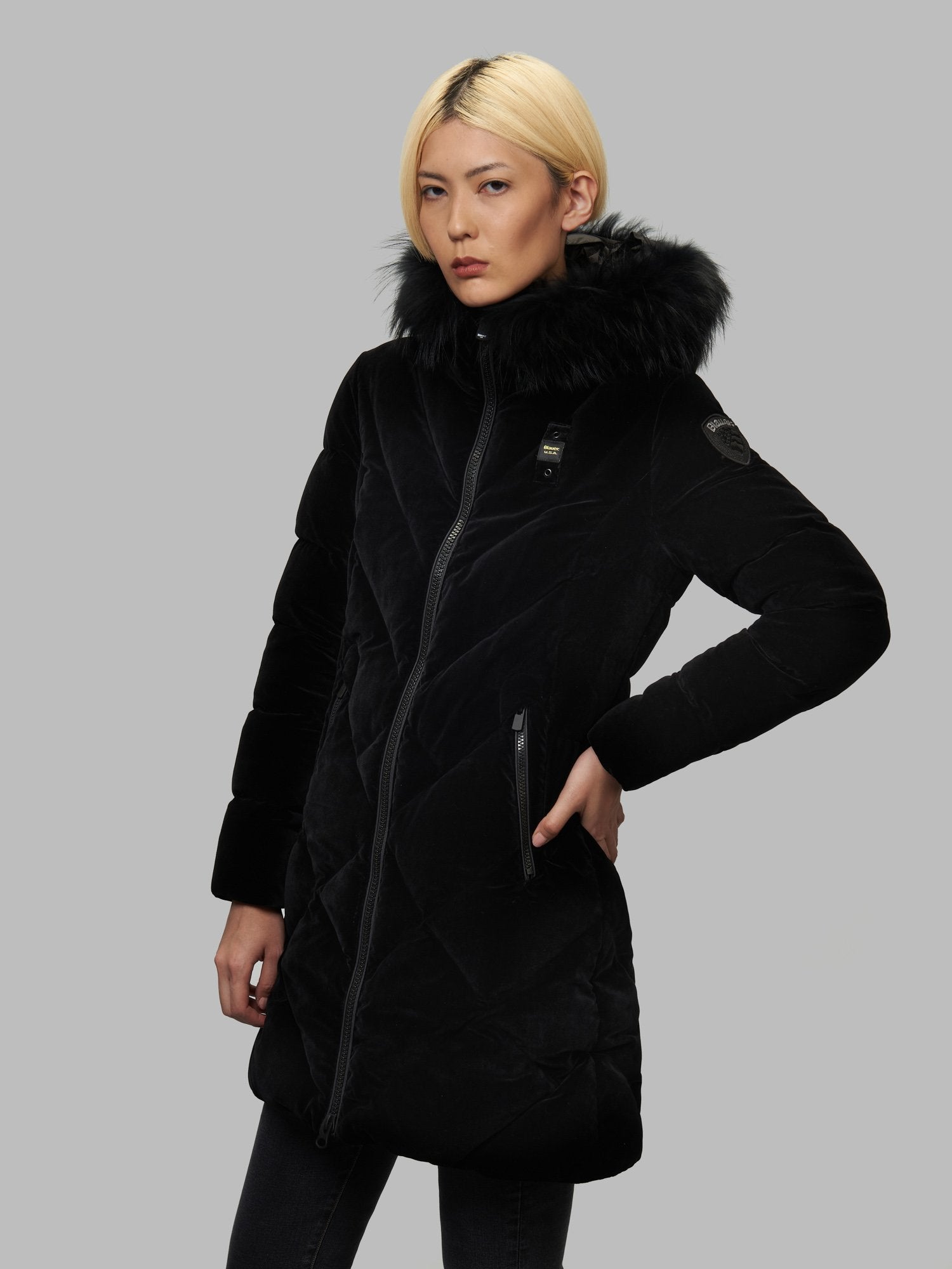 Giacca Velluto Nero Cappotti Di Velluto Donna Piumino Blauer In