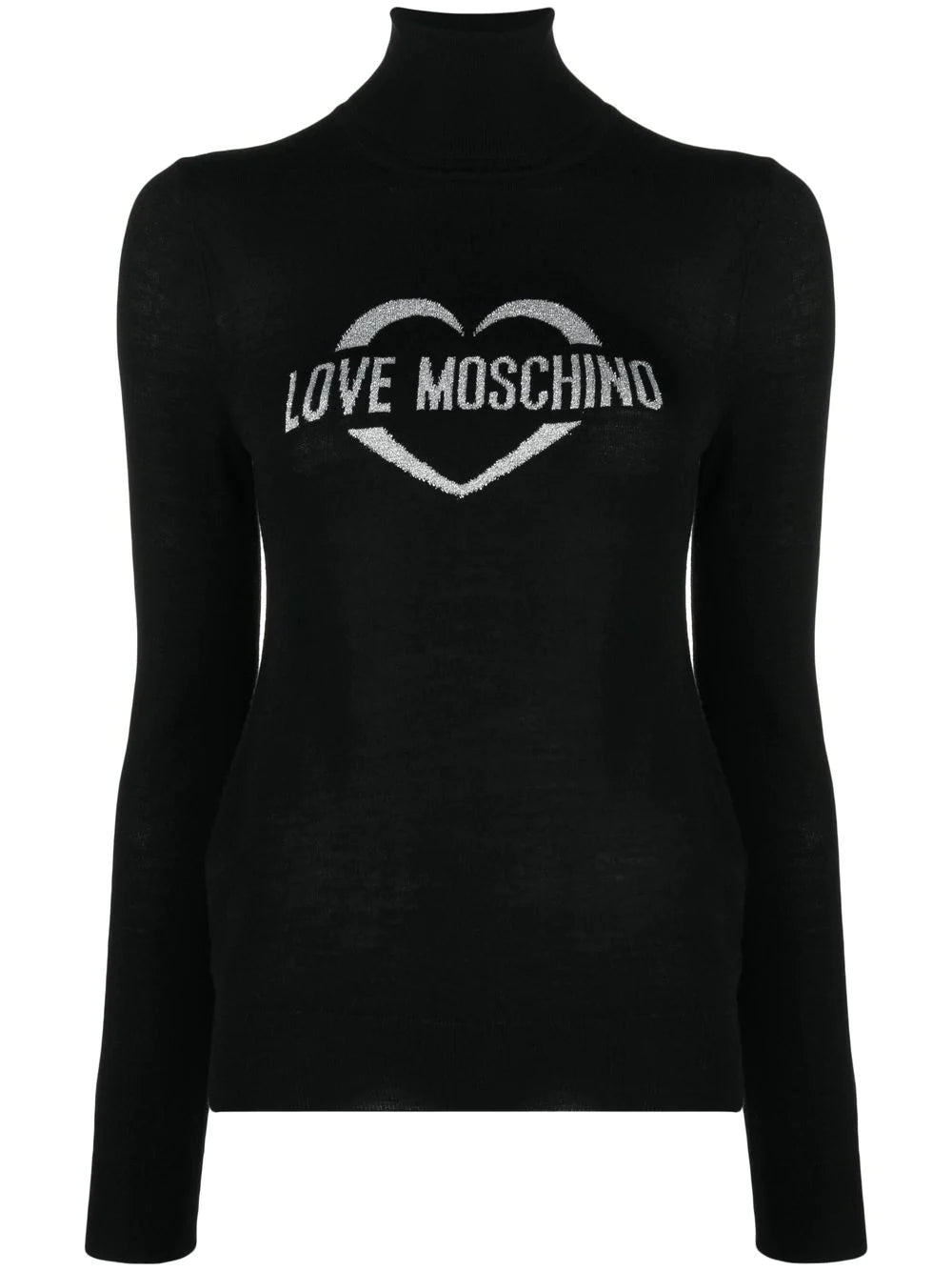 Maglia a Collo Alto con Logo Love Moschino Nero