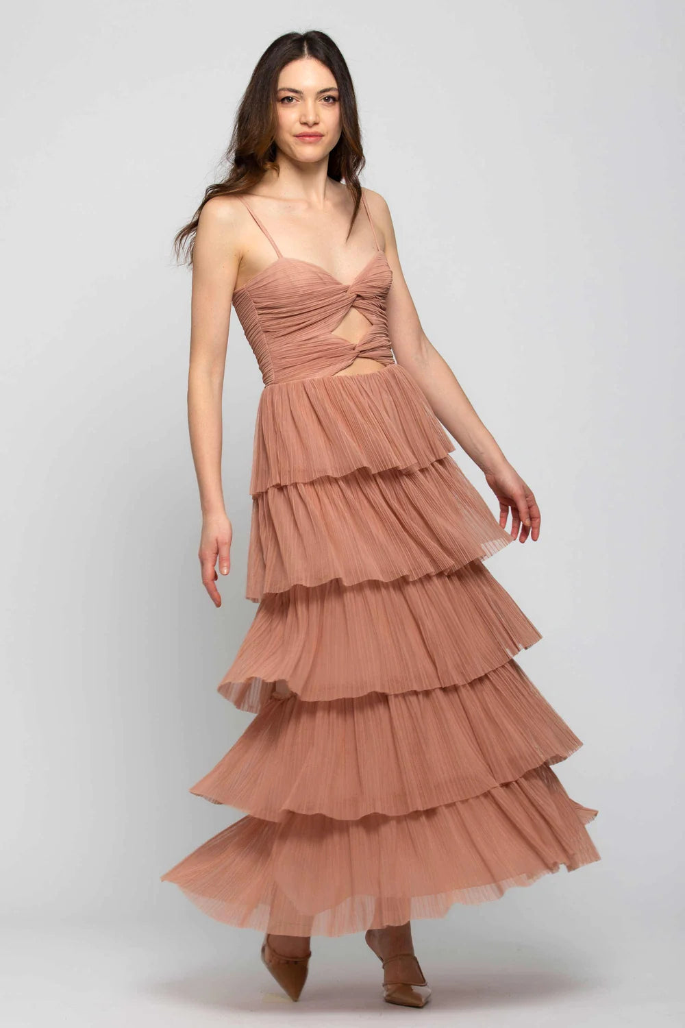 Abito a balze lungo shop