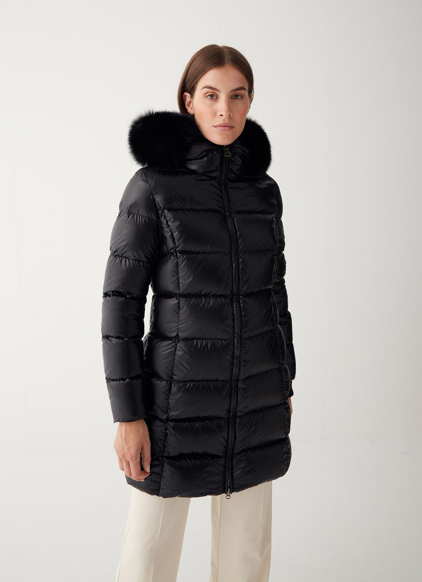 Piumino Lungo con Pelliccia Colmar Nero