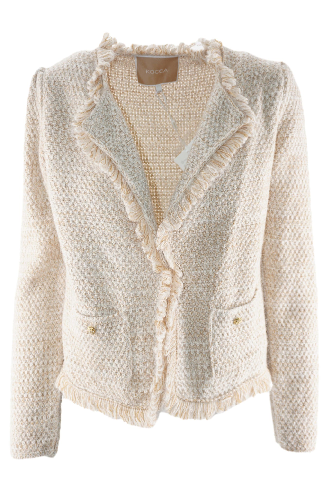 Giacca Corta Girocollo / Beige - Ideal Moda