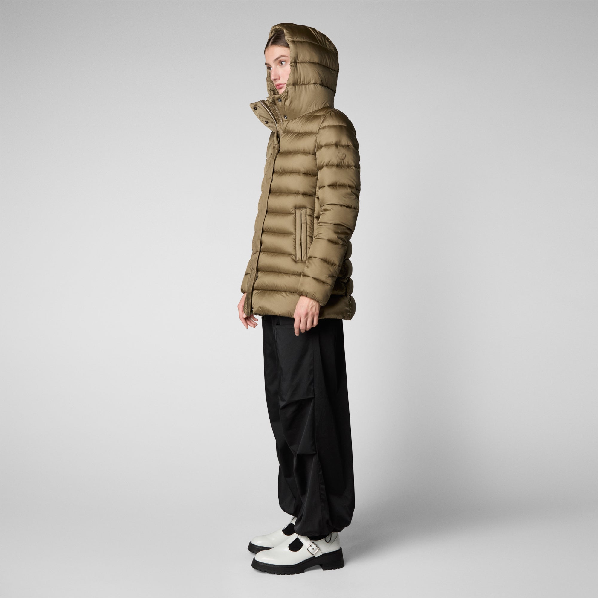 Piumino Animal Free con Cappuccio Drimia / Tortora - Ideal Moda