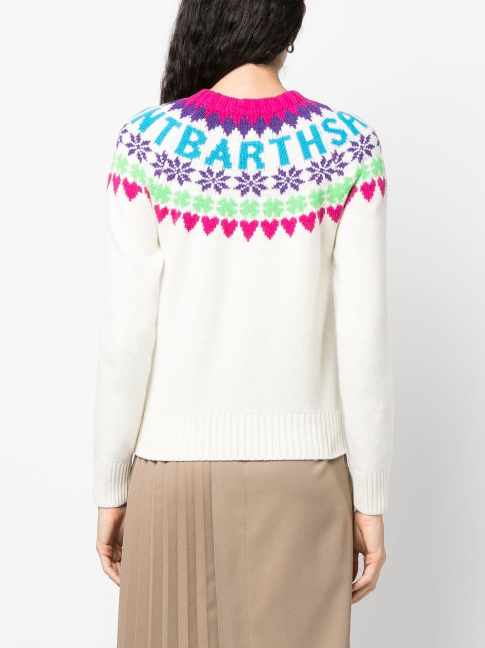Maglia Girocollo con Fantasia / Bianco - Ideal Moda