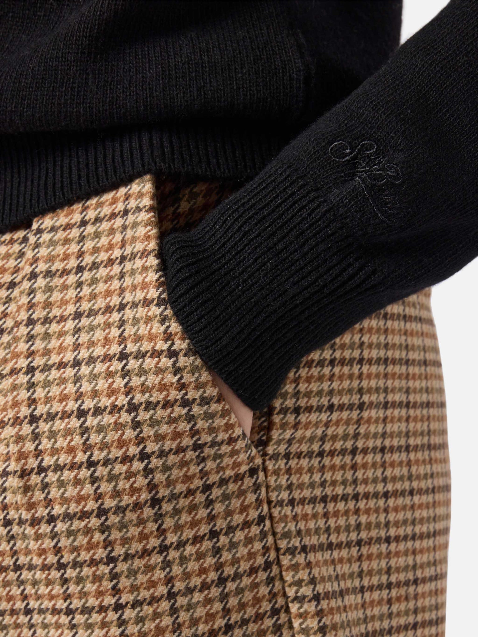 Maglione in Misto Cashmere con Jacquard / Nero
