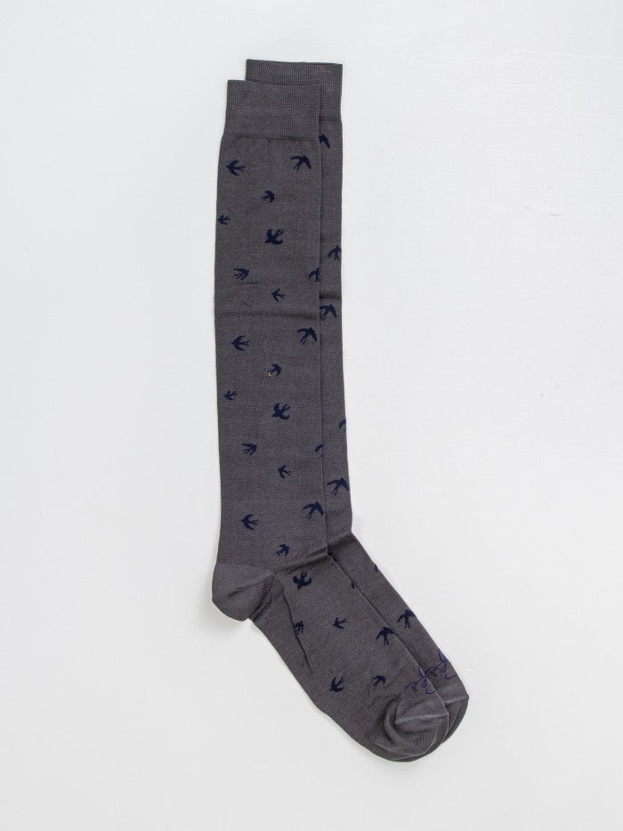 Calza Lunga con Fantasia / Grigio - Ideal Moda