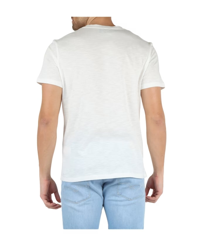 T-Shirt in Cotone Fiammato e Taschino / Bianco - Ideal Moda