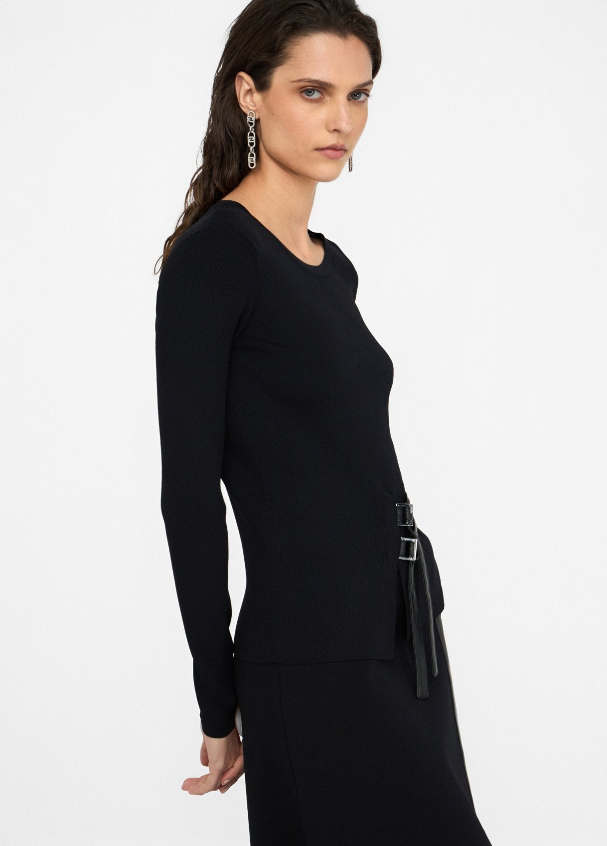 Maglia con Fibbie / Nero