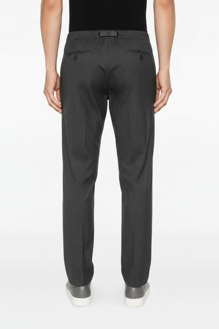 Pantalone con Fibbia e Coulisse / Nero - Ideal Moda
