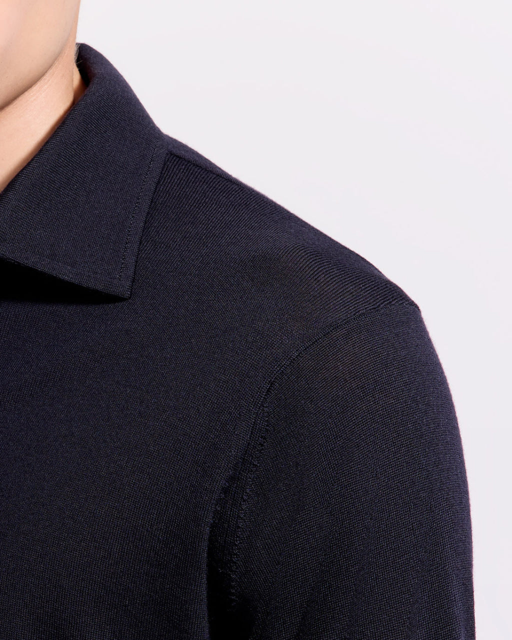 Polo in Maglia Collo Paramontura / Blu