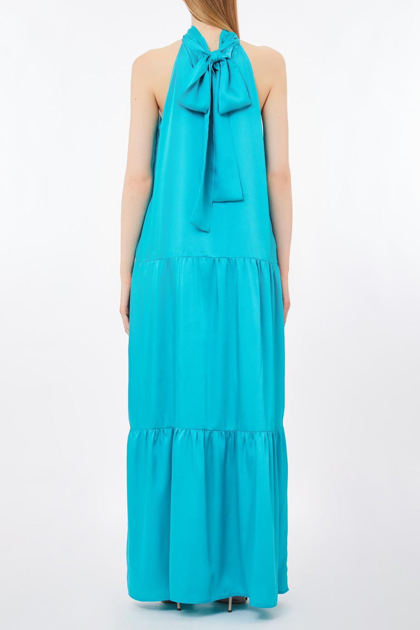 Abito Lungo in Raso / Azzurro - Ideal Moda