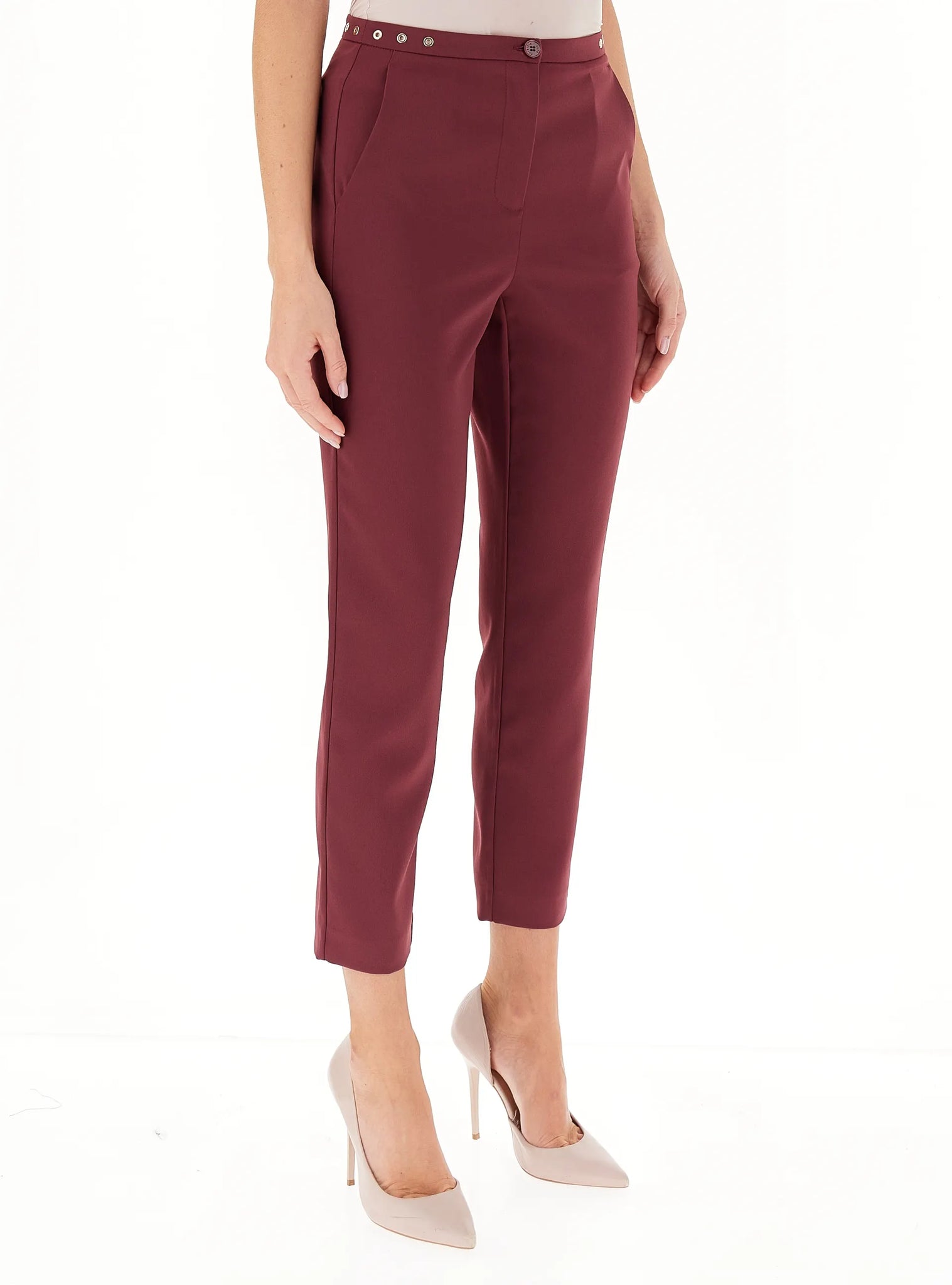 Pantalone a Sigaretta in Crepe / Bordeaux - Ideal Moda