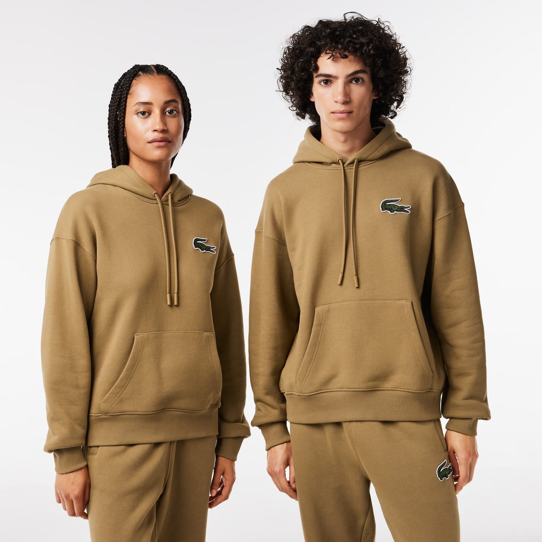 Felpa Jogger in Cotone con Cappuccio / Beige - Ideal Moda