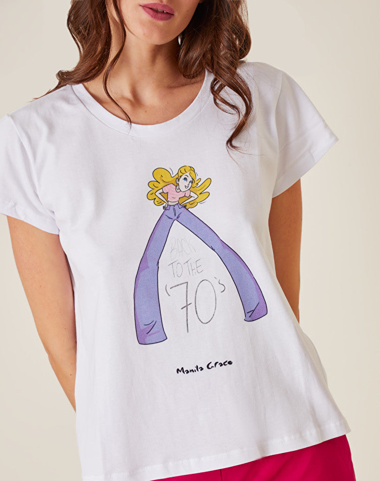 T-Shirt con Stampa / Bianco - Ideal Moda