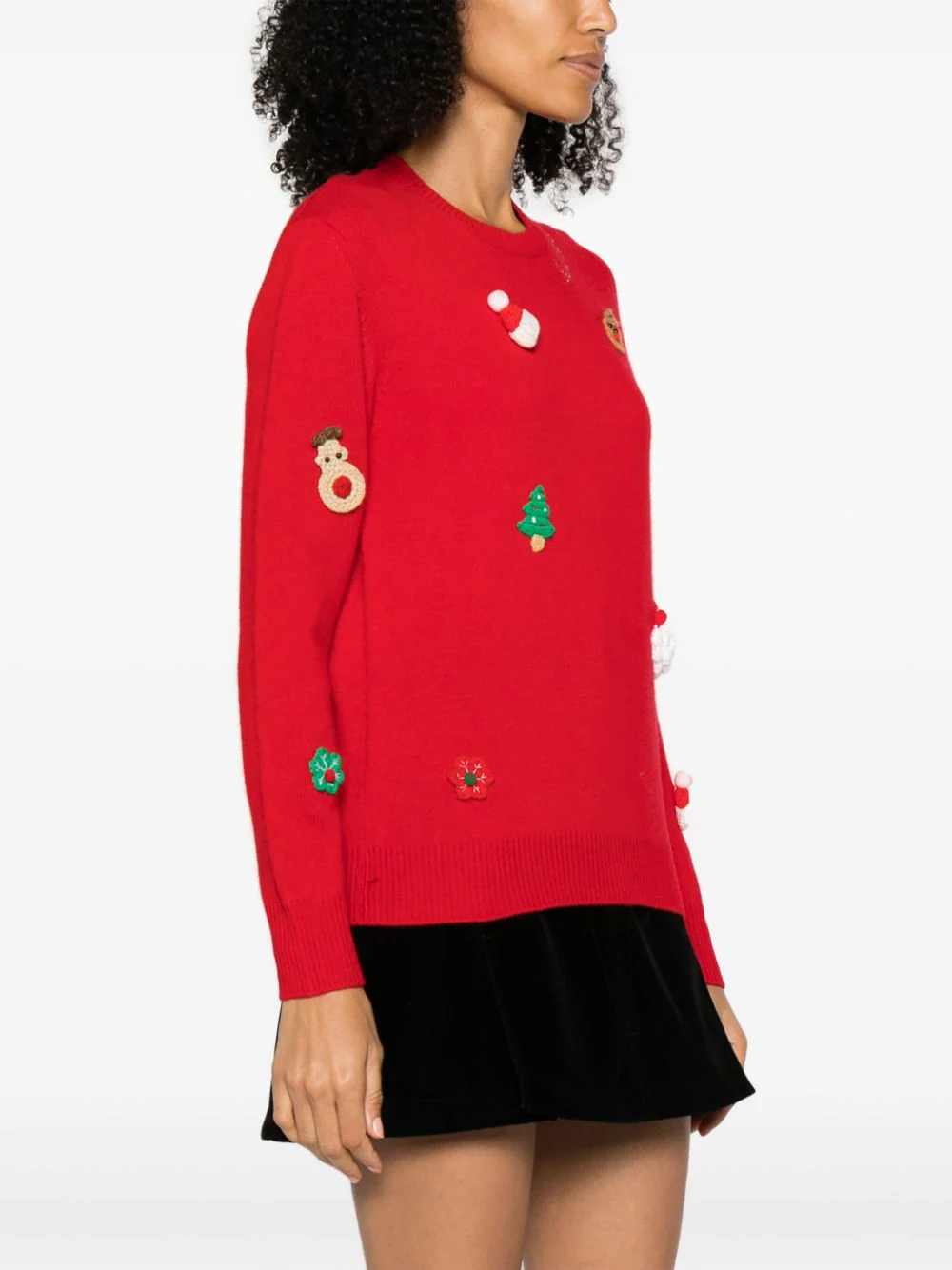Maglia con Intarsio e Logo Ricamato / Rosso - Ideal Moda