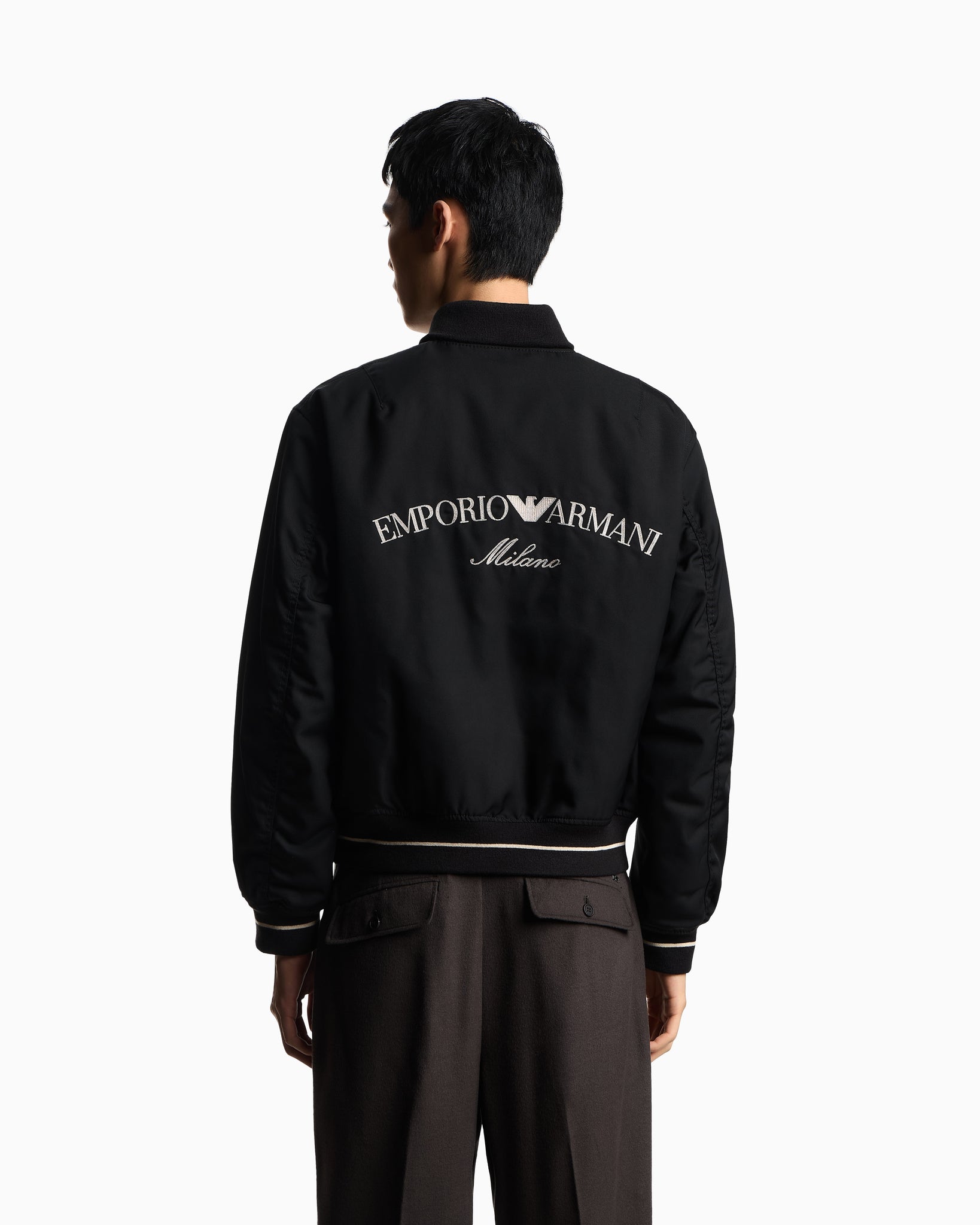 Bomber in Nylon con Logo / Nero