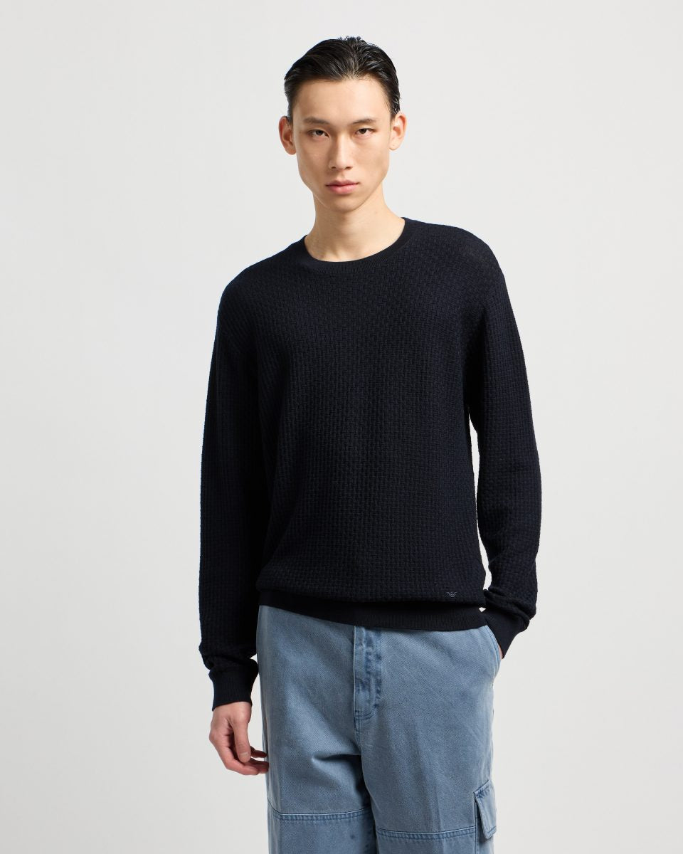 Maglia Finezza 14 con Tramatura / Blu