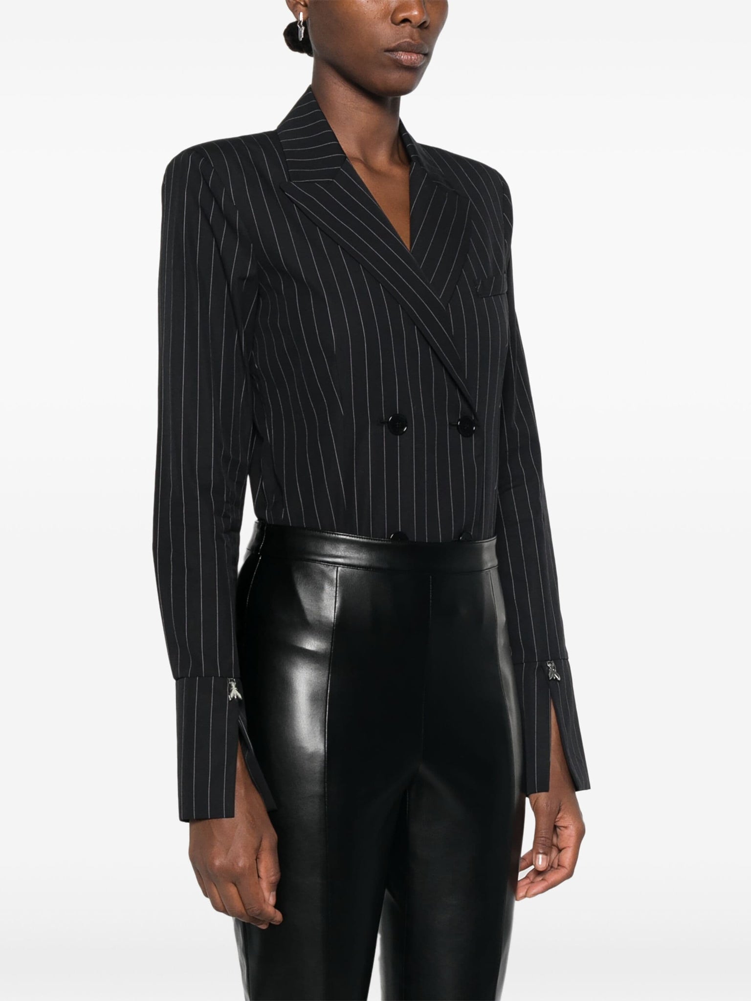 Camicia Body Gessato Doppiopetto / Nero - Ideal Moda