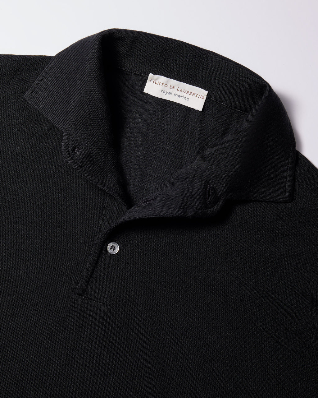 Polo in Maglia Collo Paramontura / Nero