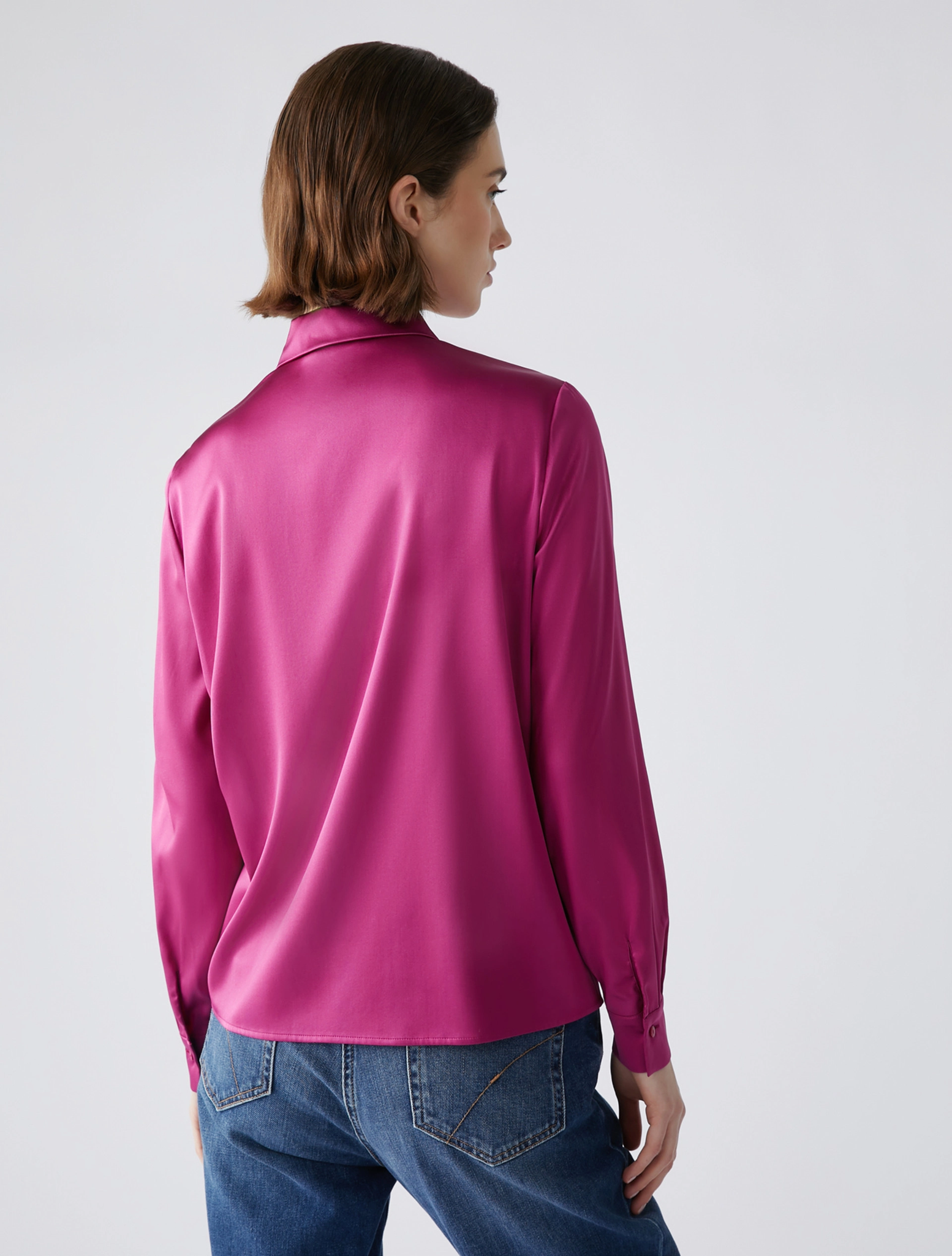 Camicia in Raso di Seta / Fucsia - Ideal Moda