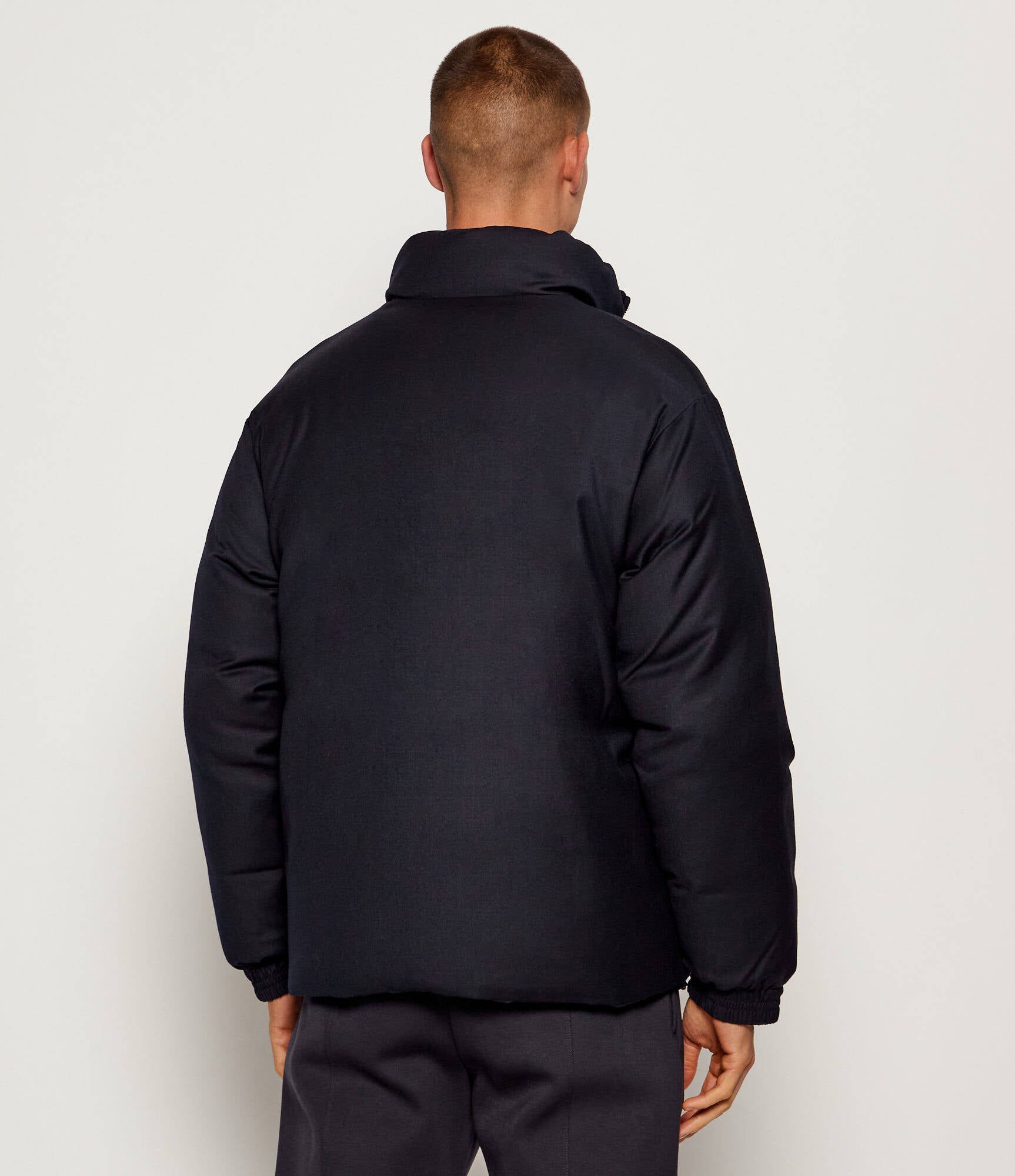 Piumino Reversibile in Twill Misto Lana / Blu