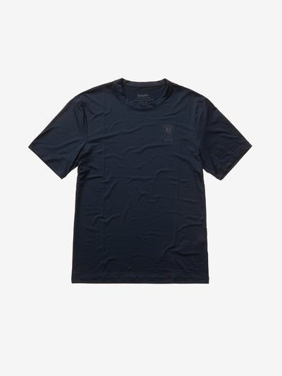 T-Shirt in Tessuto Tecnico con Logo / Blu - Ideal Moda