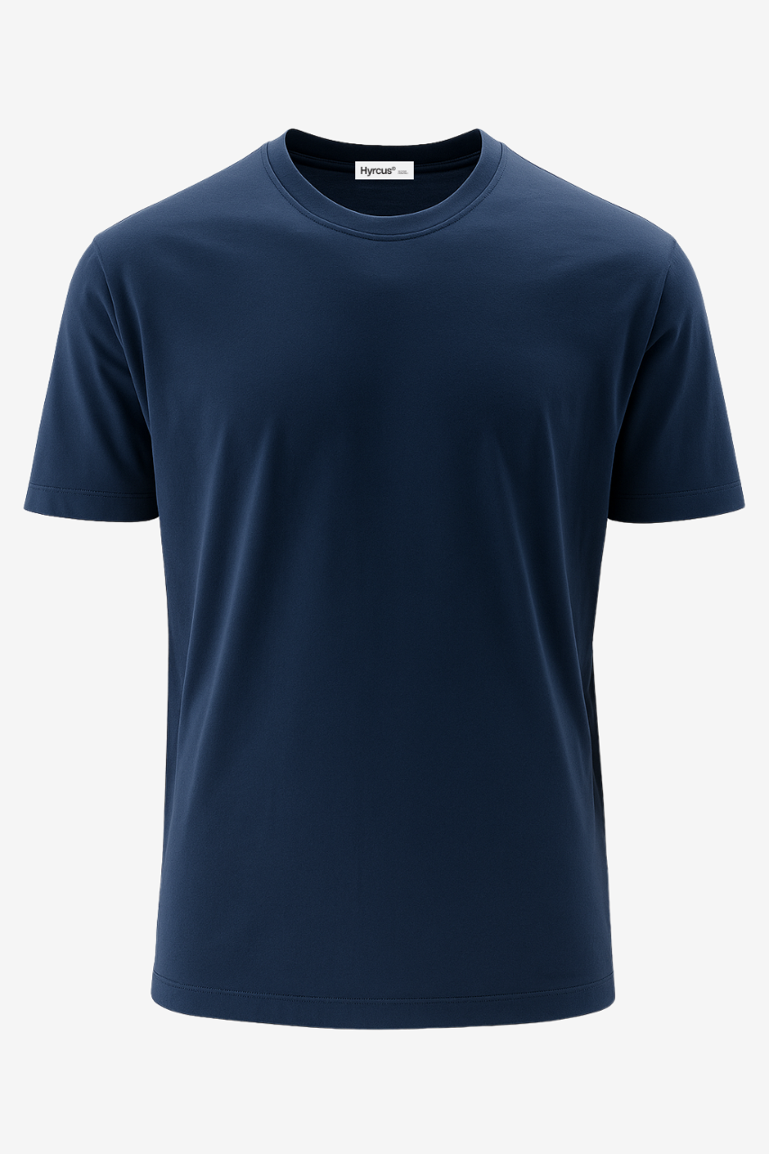 T-Shirt Girocollo in Filo di Scozia  / Blu - Ideal Moda