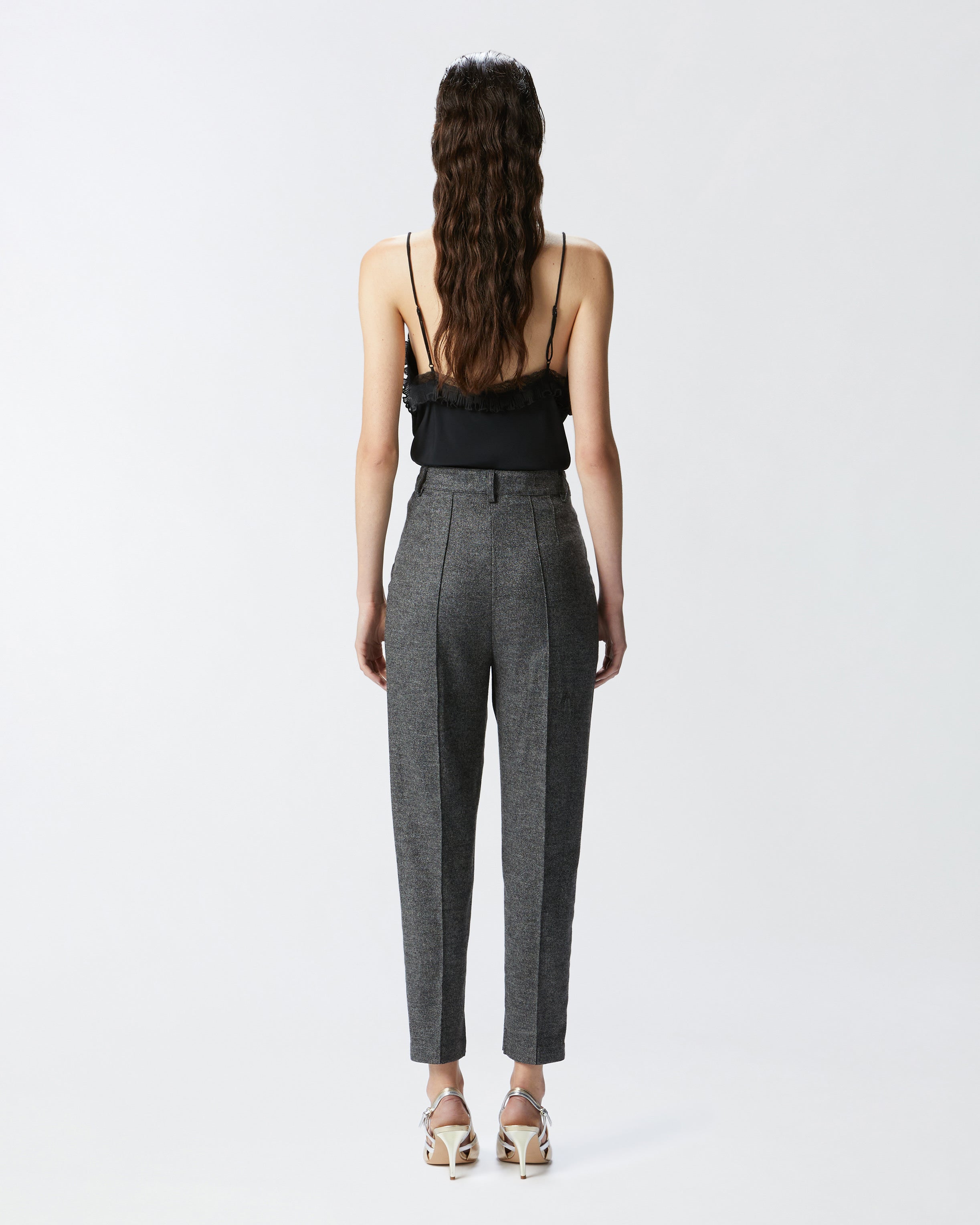 Pantalone in flanella di lana lurex gessata | Peserico
