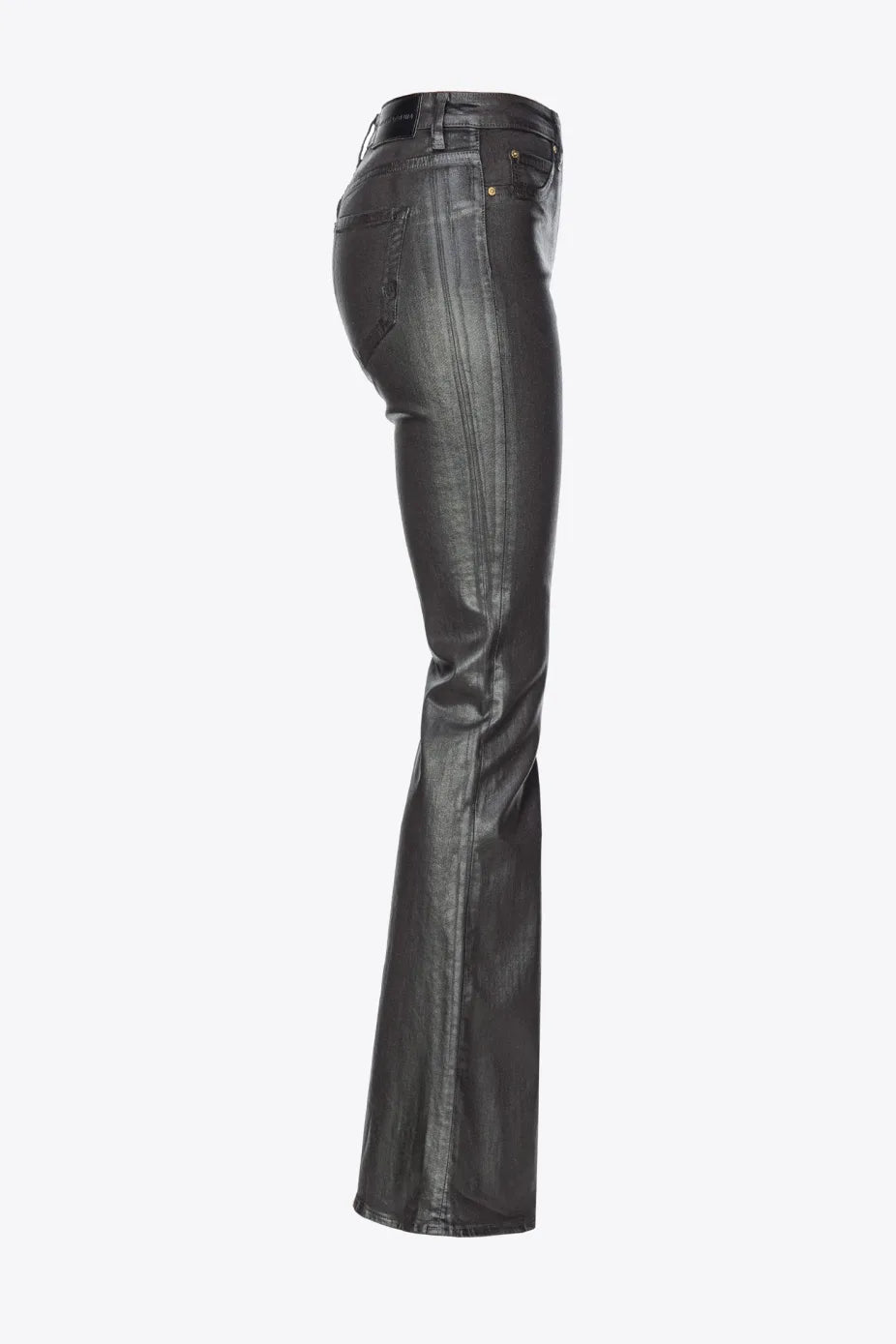 Jeans Flared Effetto Pelle / Nero - Ideal Moda