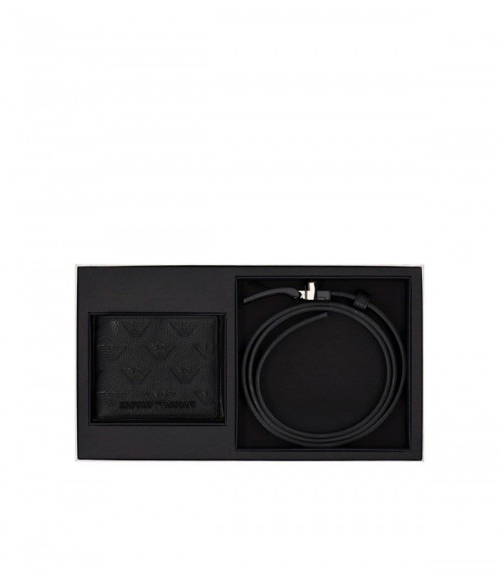 Set Portafoglio e Cintura con Logo / Nero - Ideal Moda