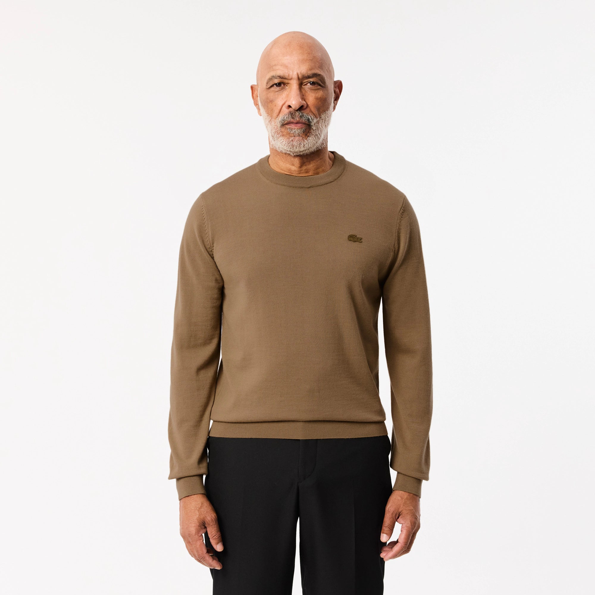 Pullover in Lana Merino con Collo Rotondo / Beige - Ideal Moda