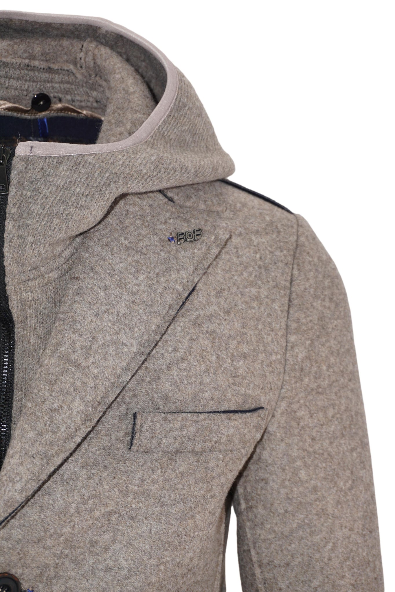 Cappotto Monopetto con Cappuccio / Beige - Ideal Moda