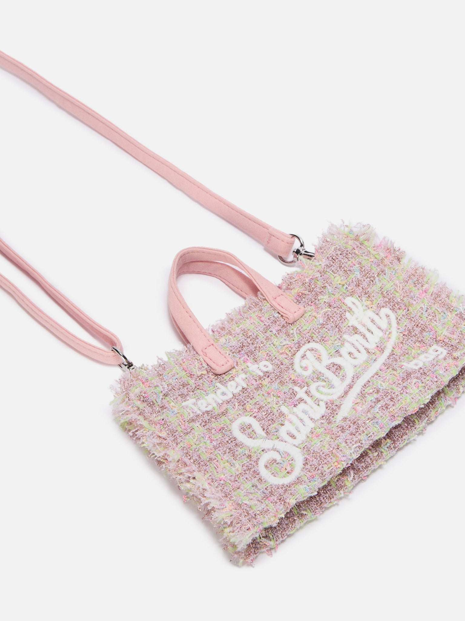 Mini Borsa Porta Telefono in Tweed Lurex / Rosa