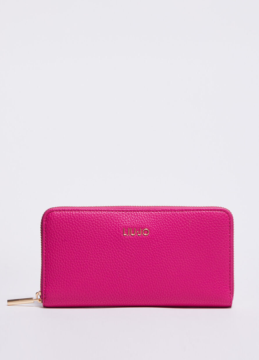 Portafoglio Zip Around con Logo / Rosa - Ideal Moda