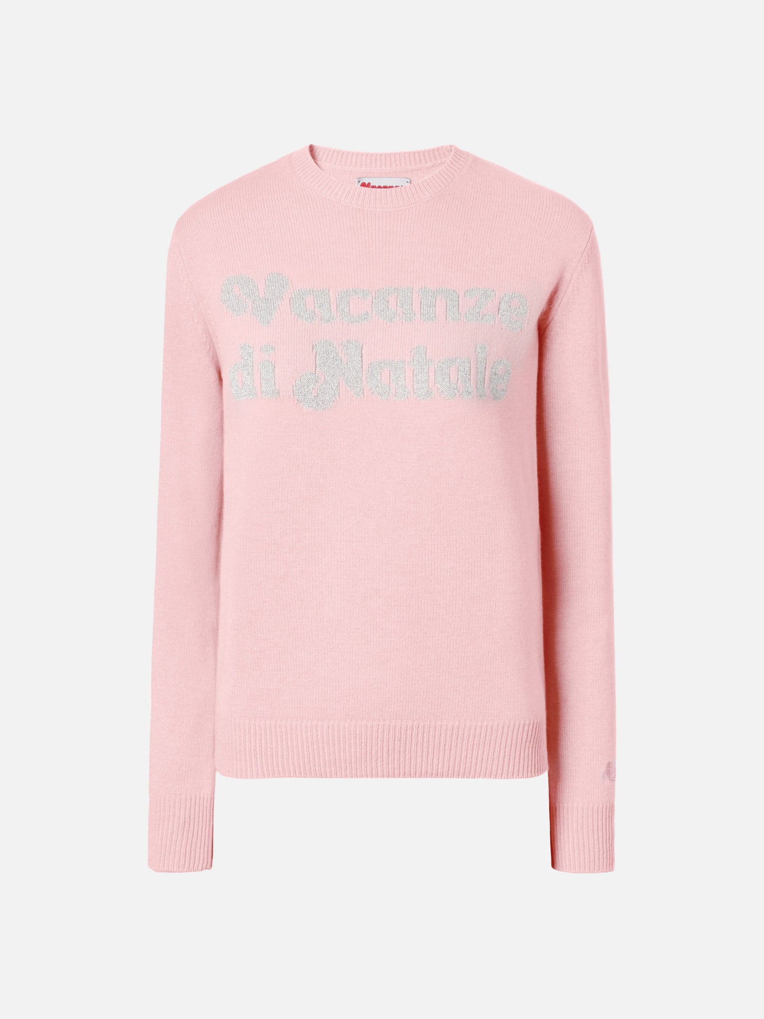 Maglione in Misto Cashmere con Jacquard / Rosa