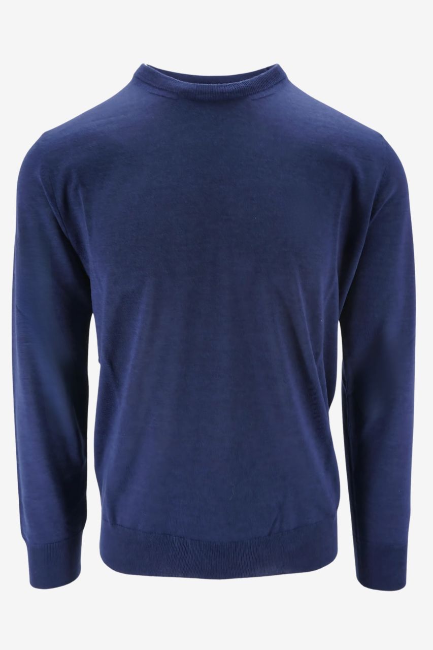 Maglia Girocollo in Lana e Seta / Bluette - Ideal Moda