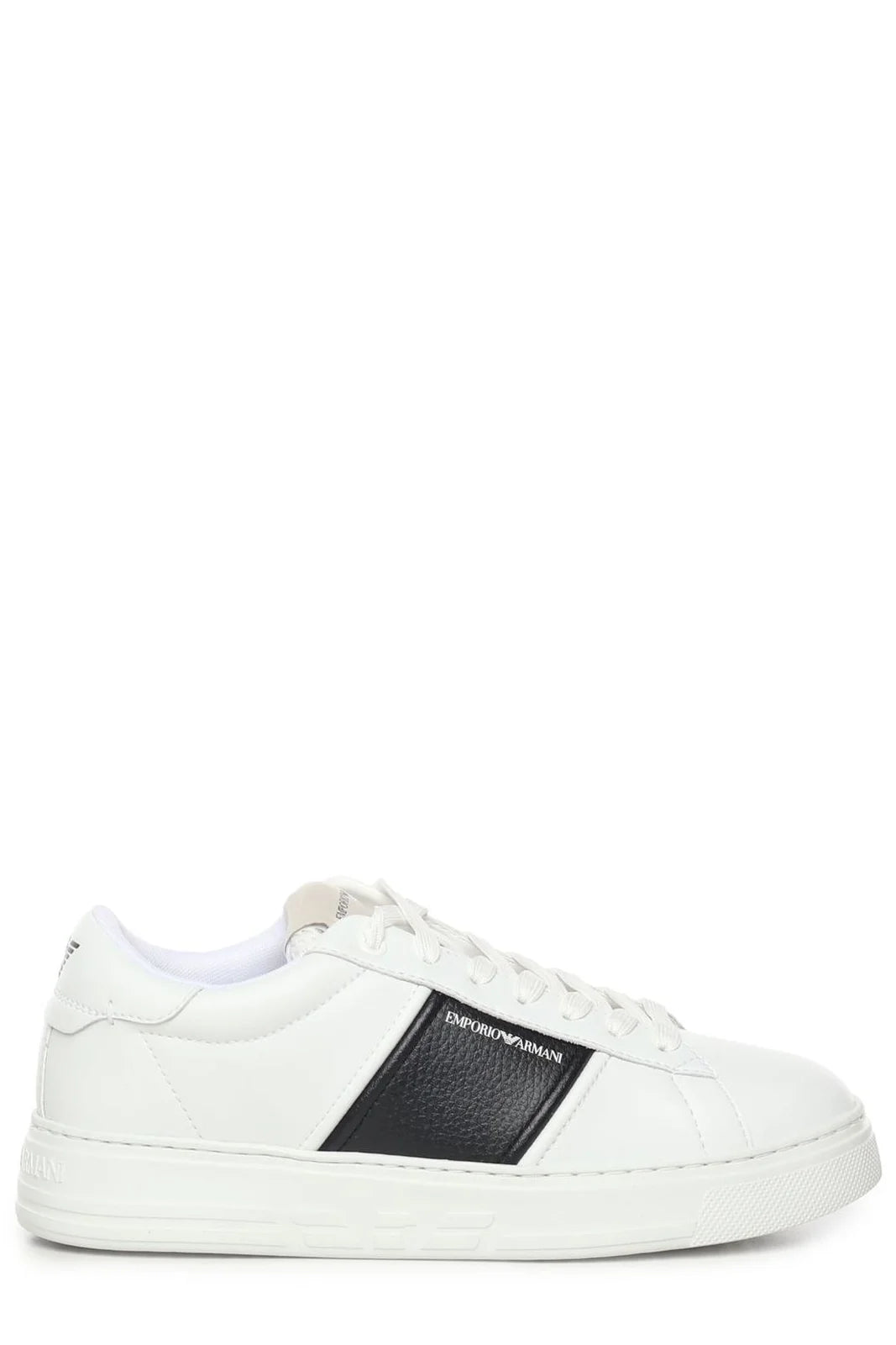 Sneaker in Pelle con Banda Laterale / Bianco - Ideal Moda