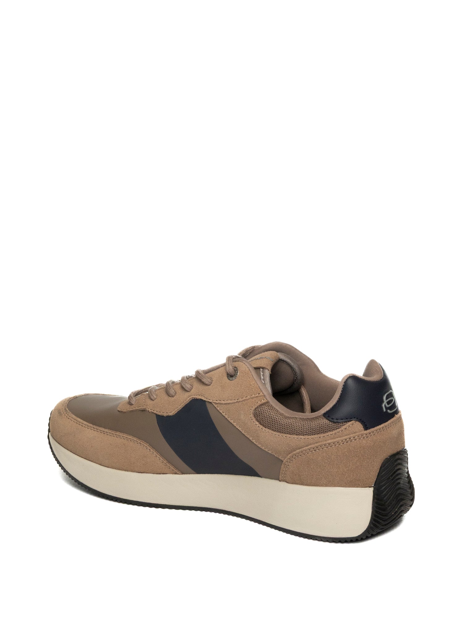 Sneaker in Pelle e Tessuto con Logo / Beige - Ideal Moda