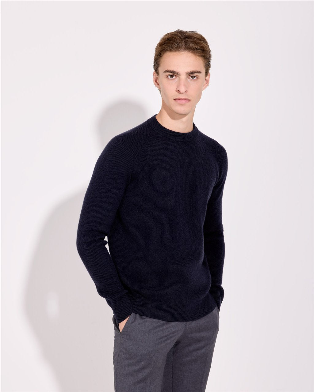 Maglia Girocollo Raglan a Costa Inglese / Blu