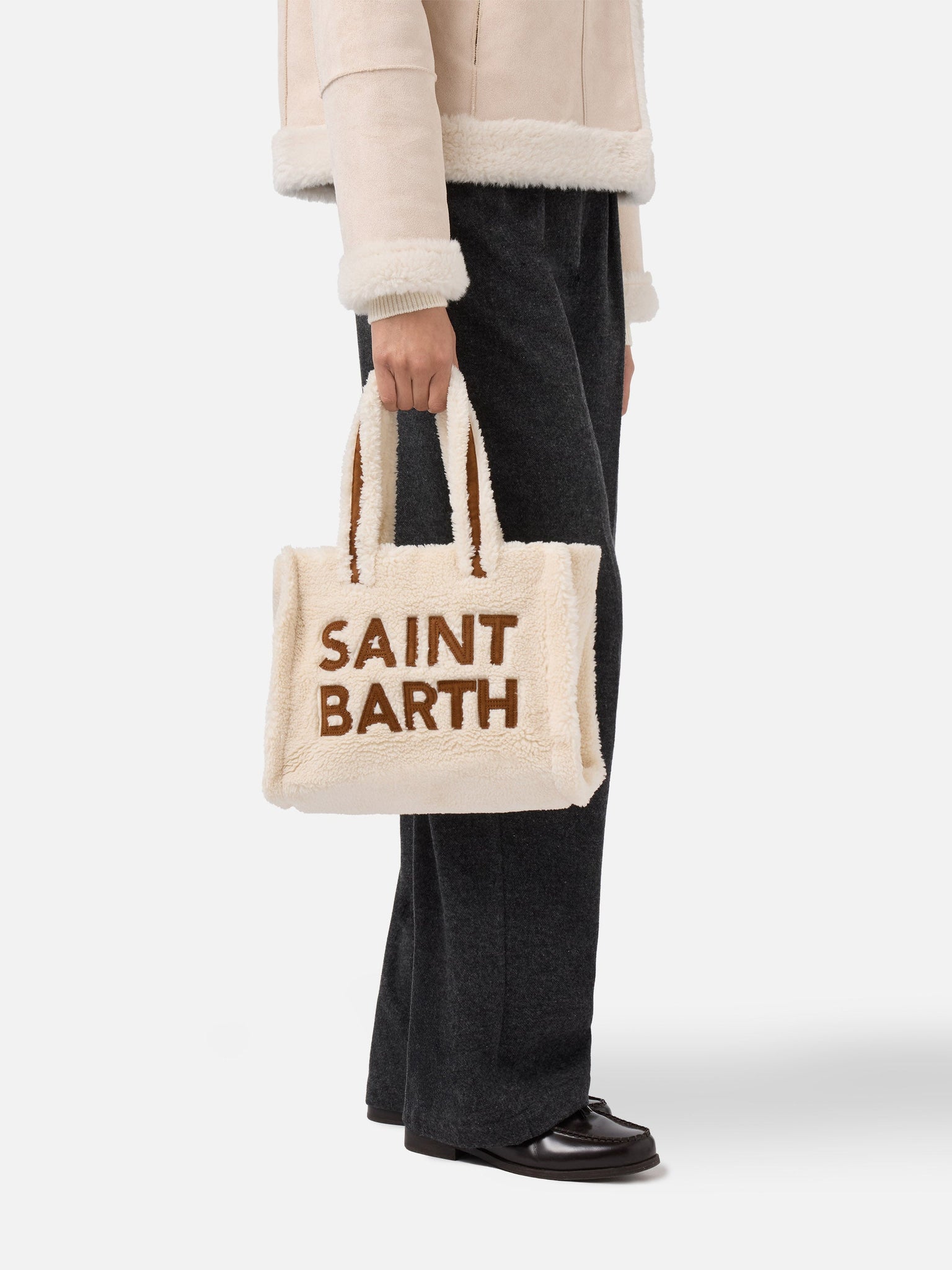 Borsa Colette Teddy con Logo / Avorio - Ideal Moda