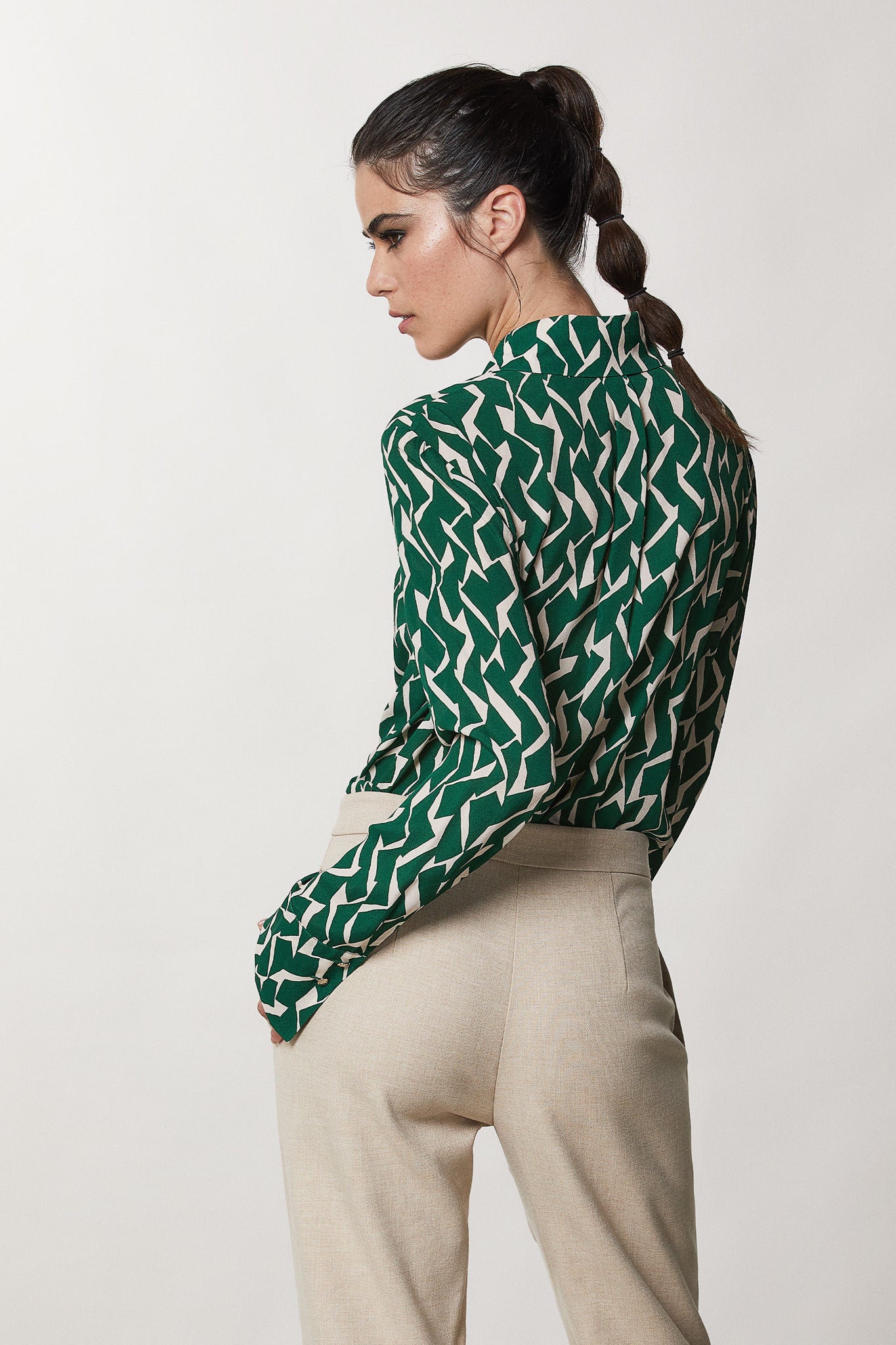 Camicia con Stampa Geometric / Verde - Ideal Moda