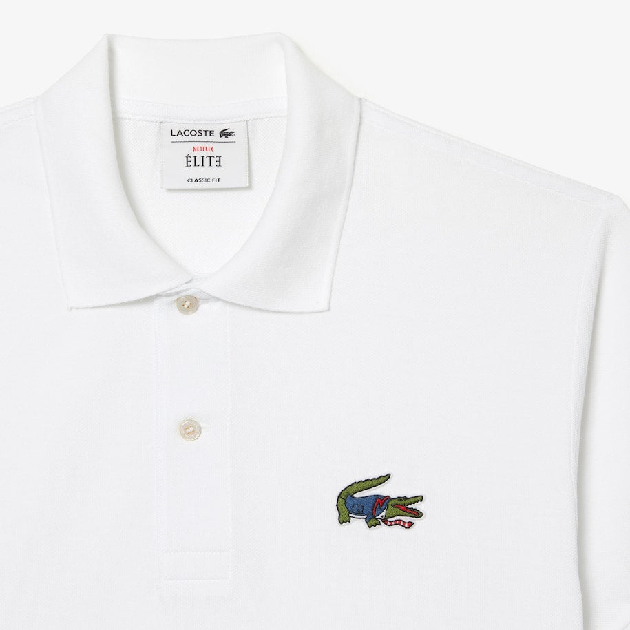 Polo in Cotone con Logo Lacoste Netflix / Bianco - Ideal Moda