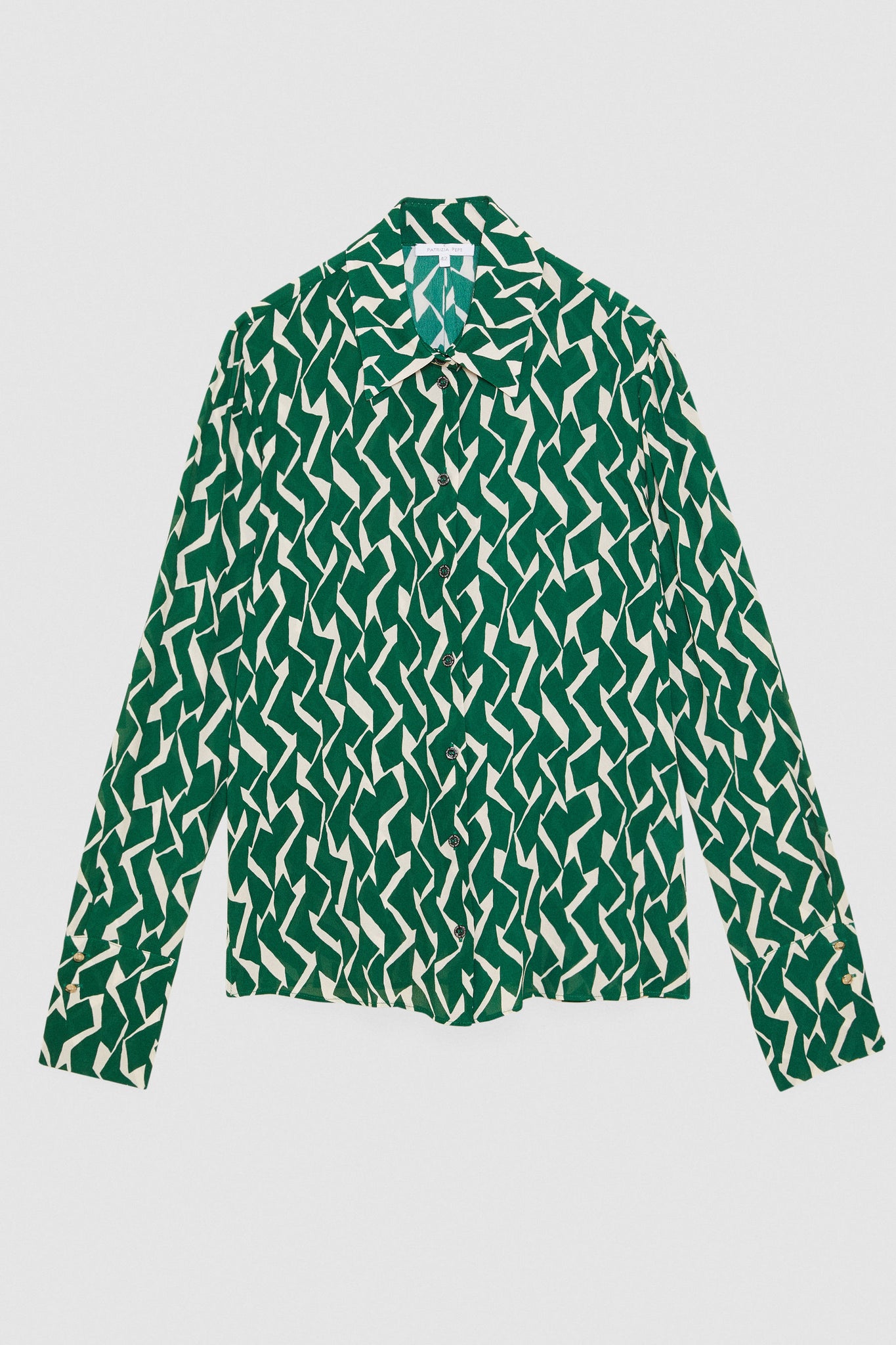 Camicia con Stampa Geometric / Verde - Ideal Moda